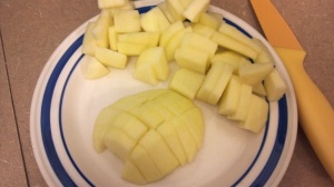 Cut up your apple into small pieces